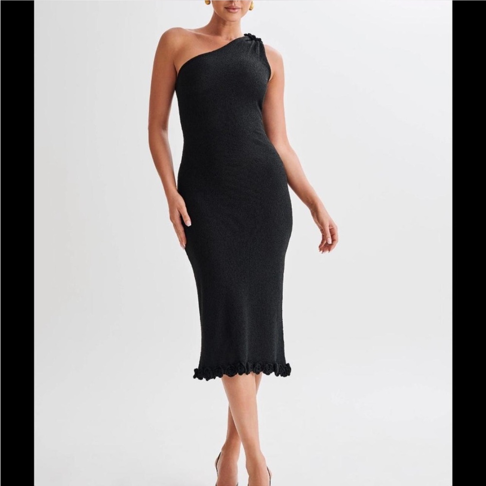 Meshki Black One-Shoulder Sheath Dress Cocktail